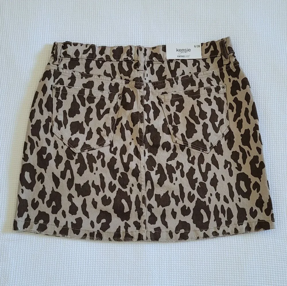 Kensie Jeans👖 Vintage Luxe Leopard🐆 Print Mini Skirt - NWT - Picture 2 of 16